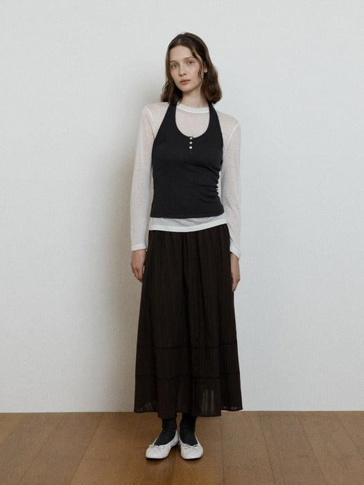 Wconcept_Depound ribbed halter neck top - charcoal