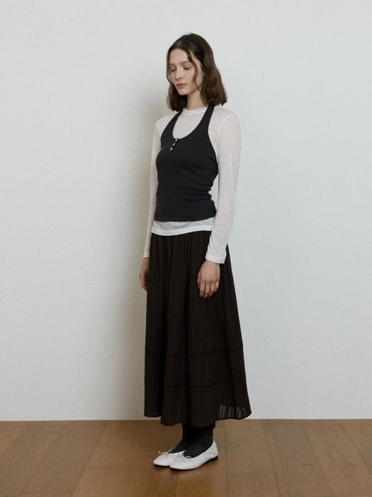 Wconcept_Depound ribbed halter neck top - charcoal