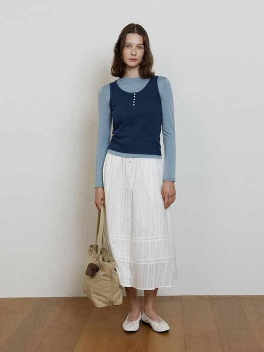 Wconcept_Depound ribbed henley neck sleeveless - navy