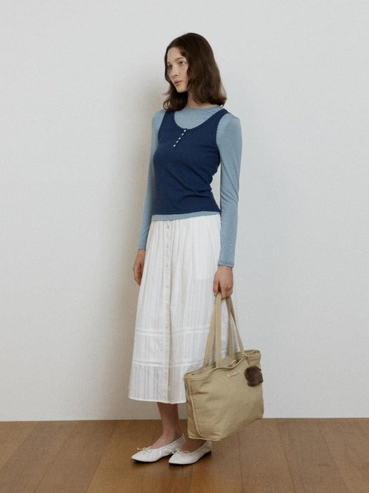 Wconcept_Depound ribbed henley neck sleeveless - navy