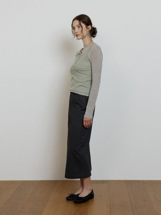 Wconcept_Depound ribbed henley neck sleeveless - mint