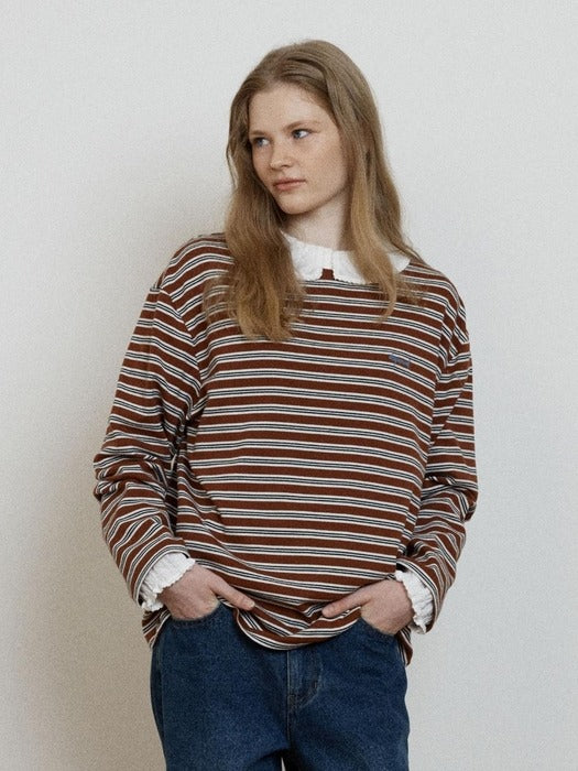 Wconcept_Depound cotton stripe t-shirt - brown