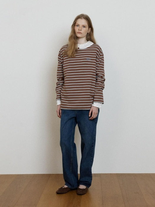 Wconcept_Depound cotton stripe t-shirt - brown