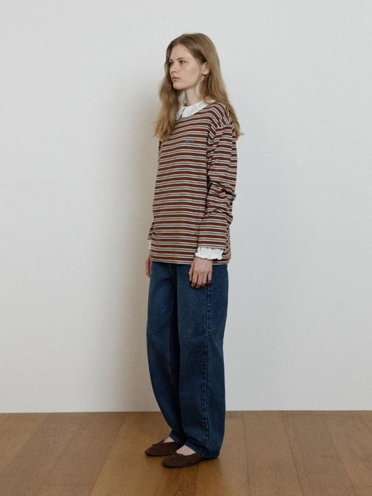 Wconcept_Depound cotton stripe t-shirt - brown