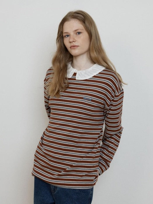 Wconcept_Depound cotton stripe t-shirt - brown