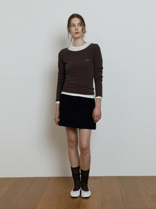 Wconcept_Depound boat neck t-shirt - dark brown