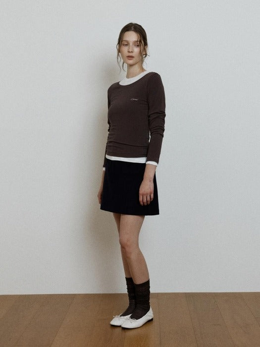 Wconcept_Depound boat neck t-shirt - dark brown