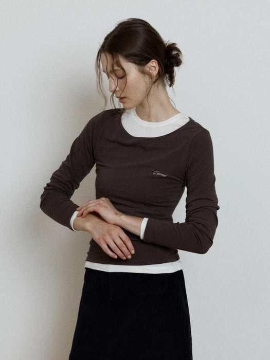 Wconcept_Depound boat neck t-shirt - dark brown