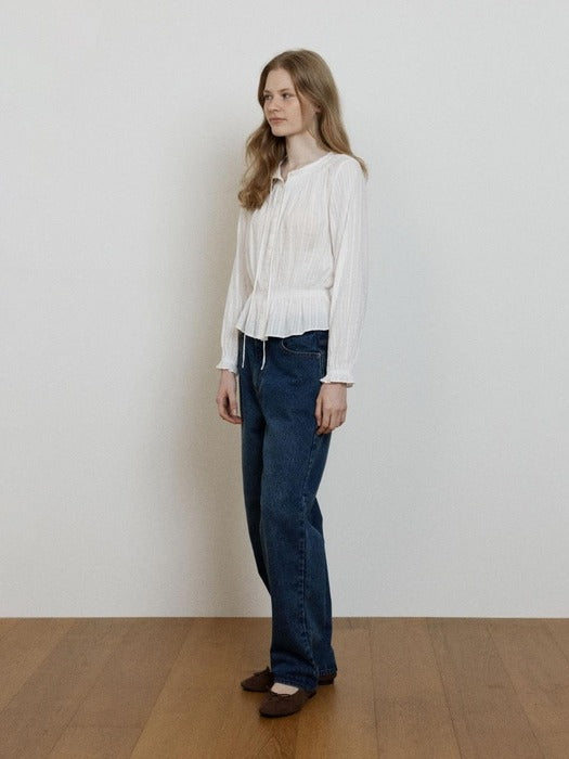 Wconcept_Depound smocked shirring blouse - ivory