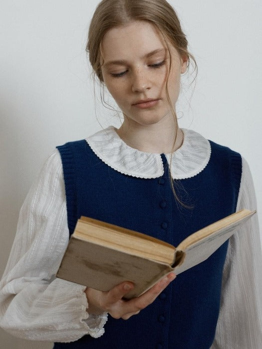 Wconcept_Depound textured frill pintuck blouse - off white