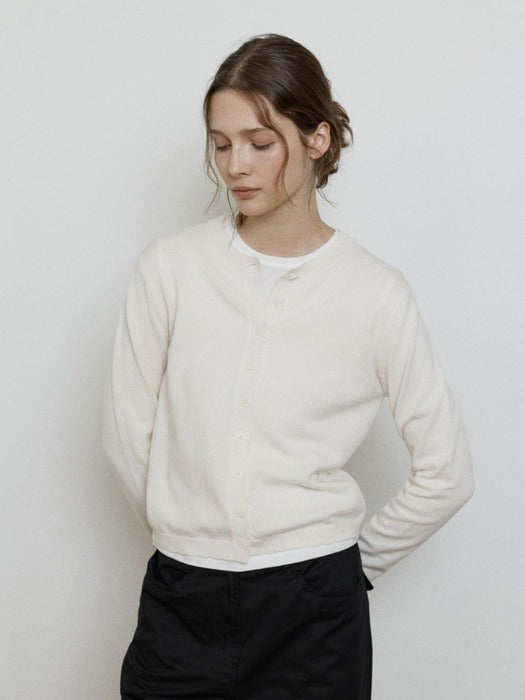 Depound cashmere blend scallop cardigan - ivory