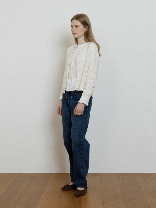 Depound alpaca pointelle knit cardigan - ivory