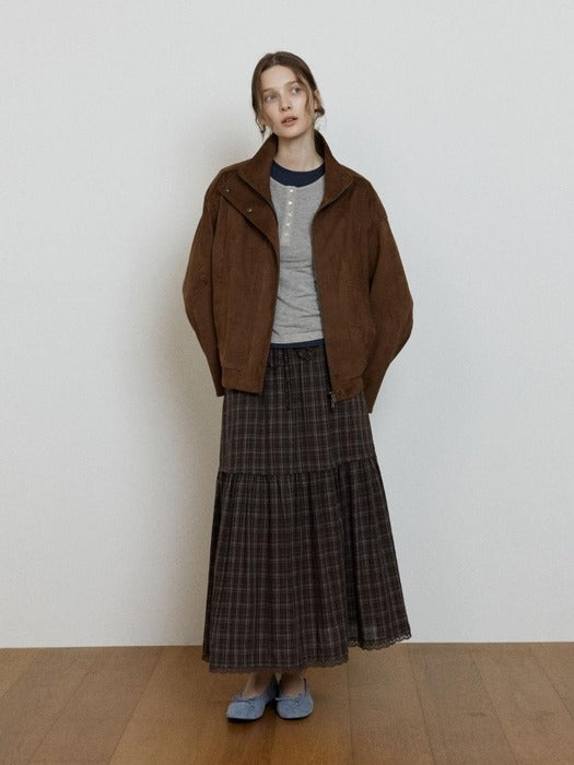 Wconcept_Depound high neck suede jacket - brown