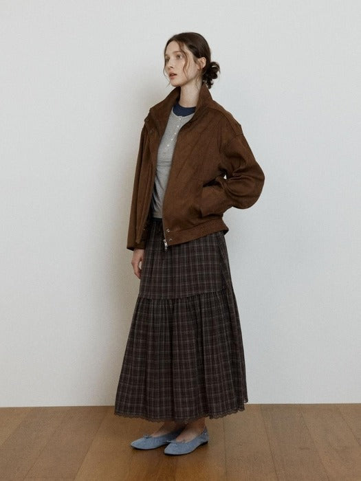 Wconcept_Depound high neck suede jacket - brown