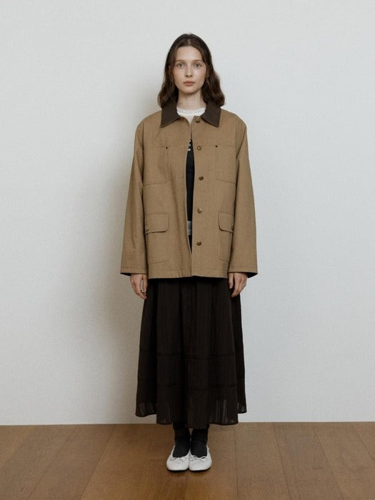 Wconcept_Depound leather collar cotton chore jacket - beige