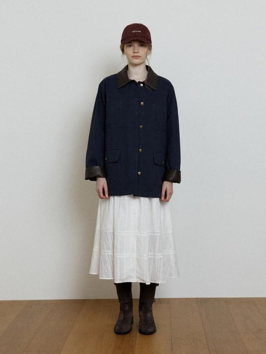 Wconcept_Depound leather collar cotton chore jacket - navy