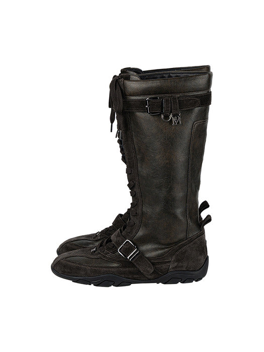 Wconcept_Treemingbird Suede-Panelled Boxing Boots [ Brown ]