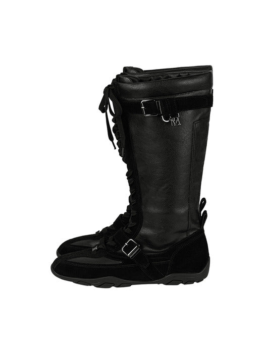 Wconcept_Treemingbird Suede-Panelled Boxing Boots [ Black ]