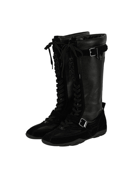 Wconcept_Treemingbird Suede-Panelled Boxing Boots [ Black ]
