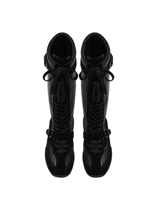 Wconcept_Treemingbird Suede-Panelled Boxing Boots [ Black ]