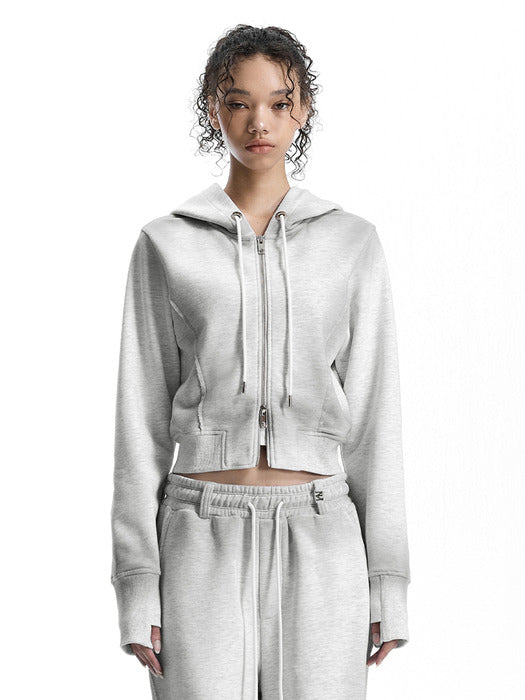 Wconcept_Treemingbird Brushed Set-Up Sweat Hoodie Zip-Up [ Light Gray ]