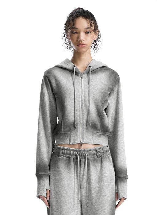 Wconcept_Treemingbird Brushed Set-Up Sweat Hoodie Zip-Up [ Melange Gray ]