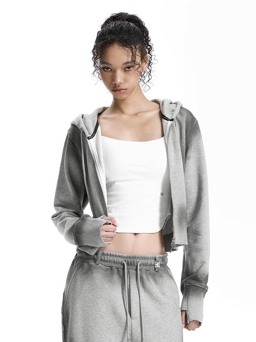 Wconcept_Treemingbird Brushed Set-Up Sweat Hoodie Zip-Up [ Melange Gray ]