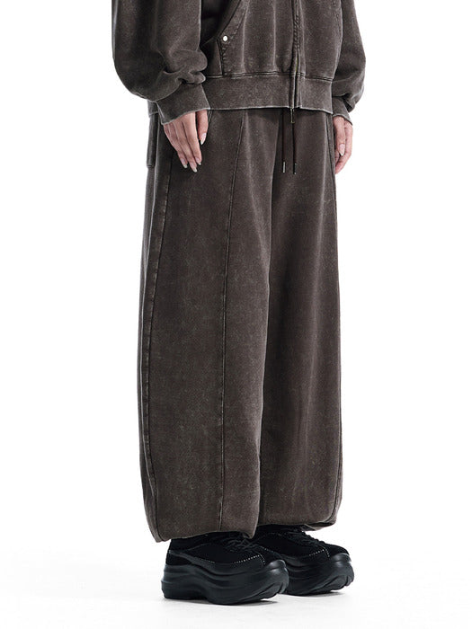 Wconcept_Treemingbird Embossed Logo Set-Up Jogger Sweat Pants [ Brown ]