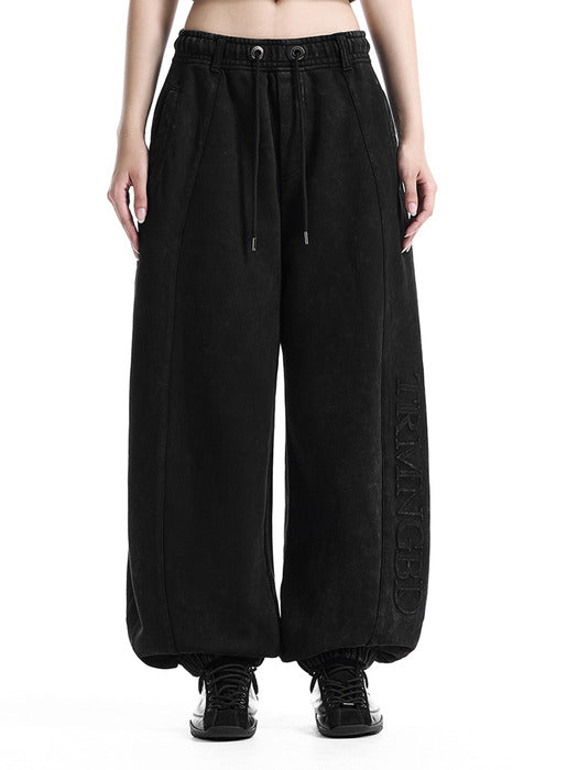 Wconcept_Treemingbird Embossed Logo Set-Up Jogger Sweat Pants [ Black ]