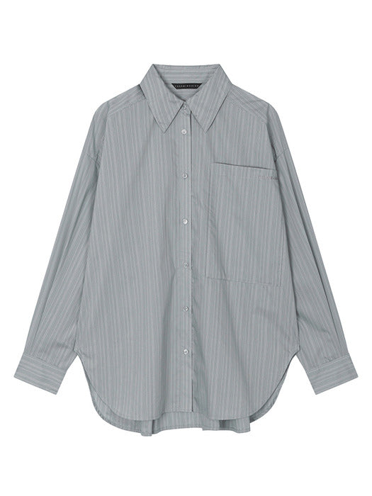 Wconcept_Treemingbird New Multi Tuck Oversized Shirt [ Gray ]