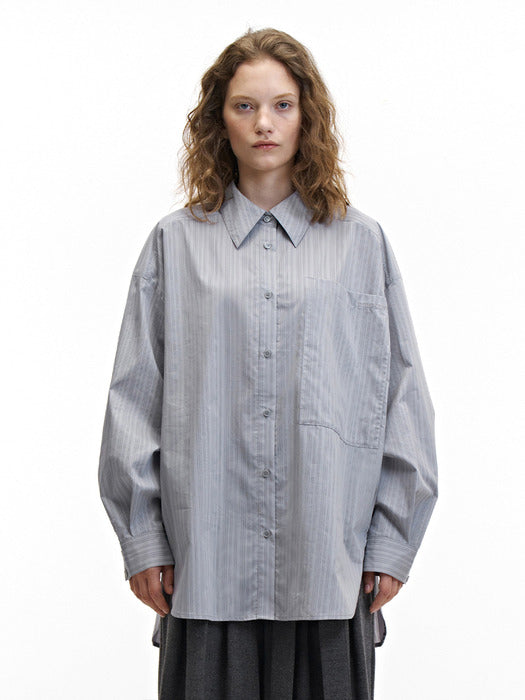 Treemingbird New Multi Tuck Oversized Shirt Gray