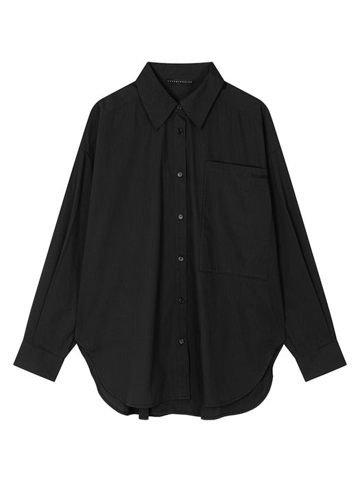 Wconcept_Treemingbird New Multi Tuck Oversized Shirt [ Black ]