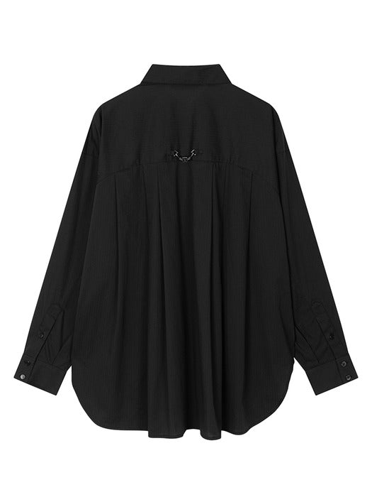 Wconcept_Treemingbird New Multi Tuck Oversized Shirt [ Black ]