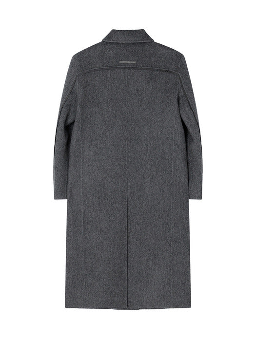 Wconcept_Treemingbird Peaked-Lapel Double-Breasted Handmade Coat [ Gray ]