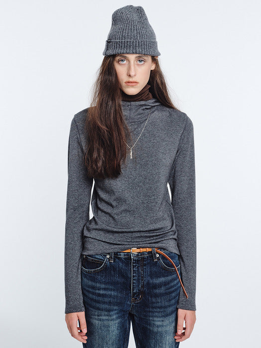 Margesherwood Highneck Hoodie Long Sleeve charcoal