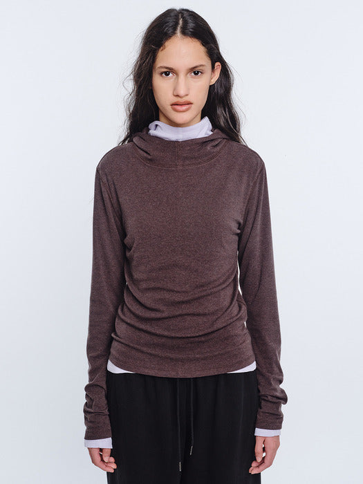 Margesherwood Highneck Hoodie Long Sleeve brown