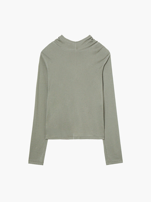 Margesherwood Highneck Hoodie Long Sleeve khaki