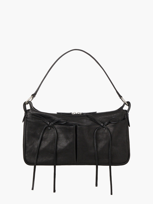 Margesherwood Ribbon Pochette Large black washed nappa