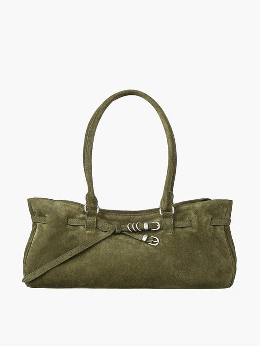 Margesherwood Soft Grandma Shoulder Bag dark olive suede