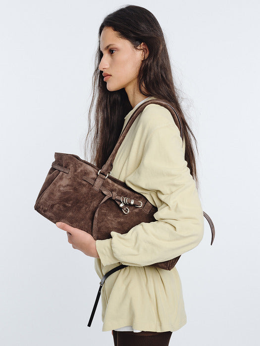 Margesherwood Soft Grandma Shoulder Bag ash brown suede