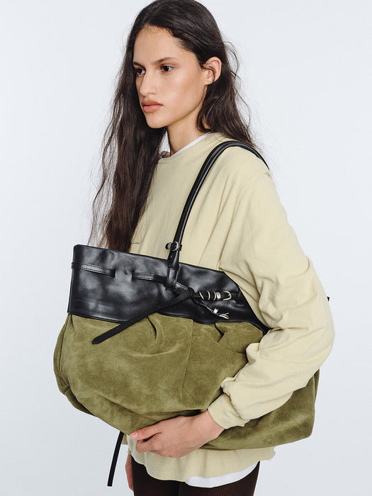 Margesherwood Soft Grandma Layered Bag dark olive suede
