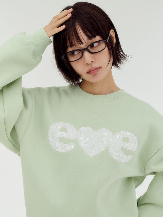 Ambler Flower lace Applique Sweatshirts (Light Green)