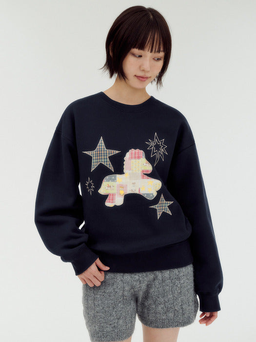 Ambler Patch Pony Applique Sweatshirts (Navy)