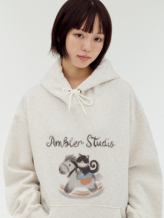 Ambler Horse Rider Cat Hoodie (Oatmeal)