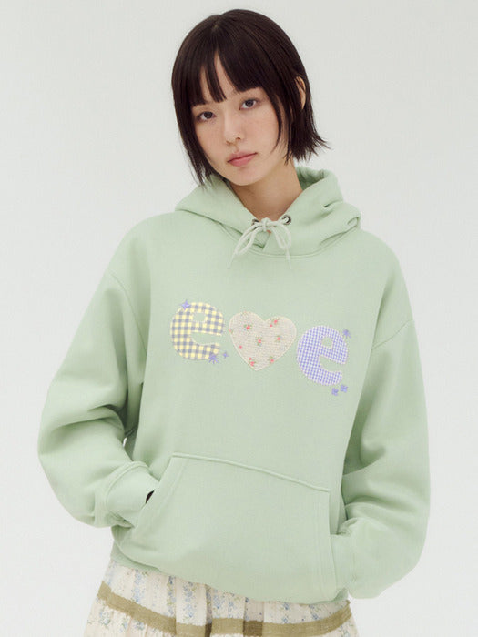 Ambler Check Flower Applique Hoodie (Light Green)