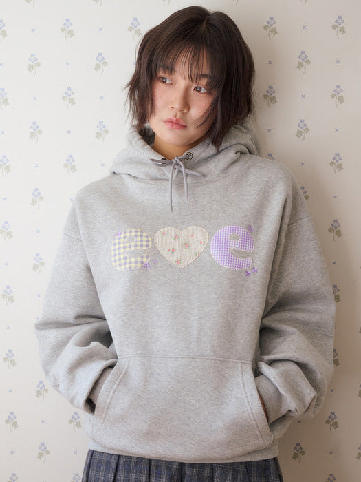 Ambler Check Flower Applique Hoodie (Melange)