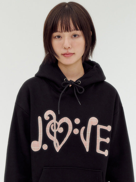 Ambler Melody Love Applique Hoodie (Black)