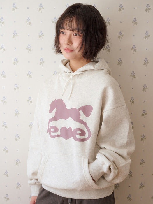Ambler Pinky Heart Tail Horse Hoodie (Oatmeal)