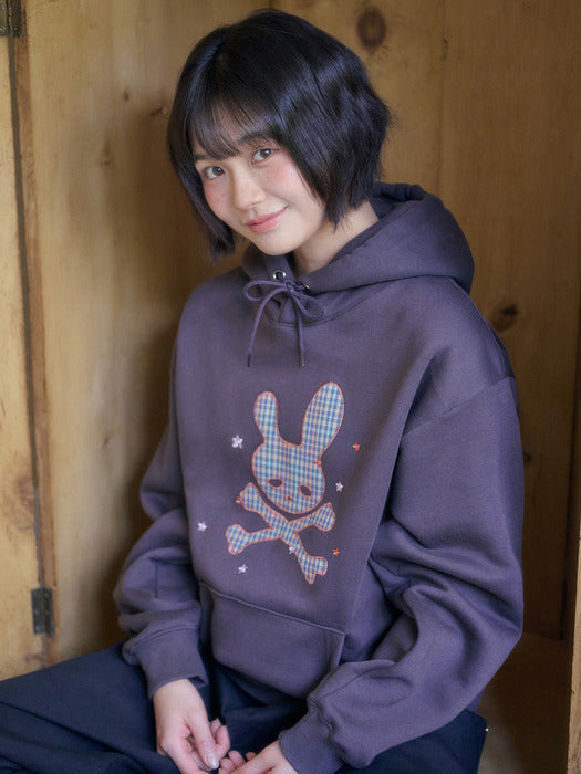Ambler Sleepy Rabbit Applique Hoodie (Dark Brown)