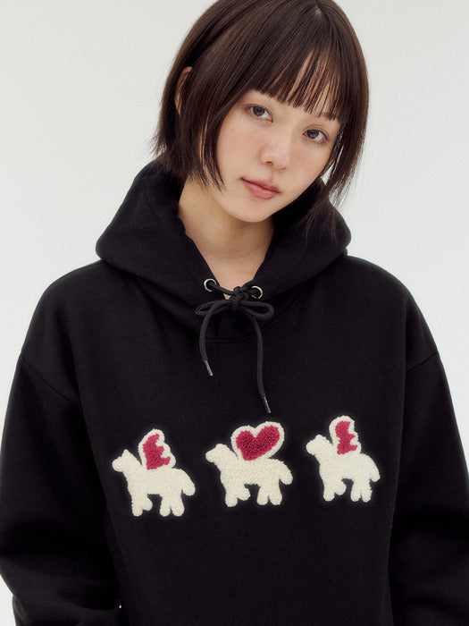 Ambler Angel Logo Boucle Hoodie (Black)